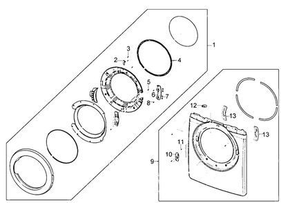 Door Assy Diagram and Parts List for DV220AGW XAA Samsung Dryer