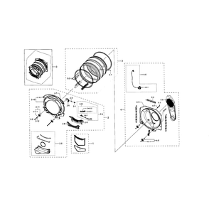 Drum Diagram and Parts List for DV331AEW XAA-02 Samsung Dryer