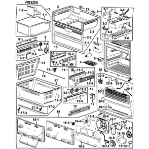 Freezer Diagram and Parts List for RF265AABP XAA-00 Samsung Refrigerator