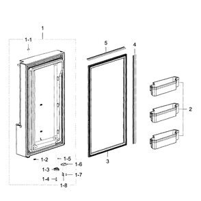 Door Lt-Freezer Diagram and Parts List for RF32FMQDBSR AA-0006 Samsung Refrigerator