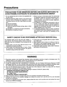 Precautions/safety Check/warning Diagram and Parts List for MW5720W XAA Samsung Microwave