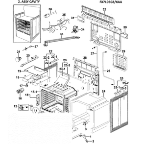 Cavity Diagram and Parts List for FX710BGS XAA-00 Samsung Range