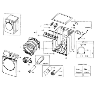 Main Assy Diagram and Parts List for DV407AGW XAA-0003 Samsung Dryer
