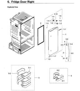 Fridge Right Door Diagram and Parts List for RF28HFEDBWW AA-0008 Samsung Refrigerator
