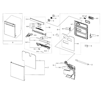 Door Diagram and Parts List for DW80J7550UW AA-0001 Samsung Dishwasher