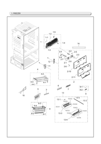 Freezer Parts Diagram and Parts List for RF25HMEDBSR AA-12 Samsung Refrigerator