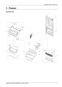 Freezer Diagram and Parts List for RF23R6201SG AA-51 Samsung Refrigerator