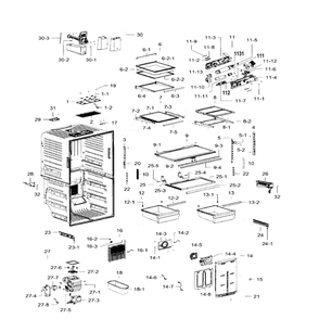 Fridge Diagram and Parts List for RF32FMQDBSR AA-07 Samsung Refrigerator