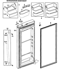 Right Door Diagram and Parts List for RFG295AABP XAA-0000 Samsung Refrigerator
