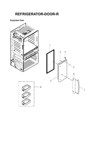 Right Refrigerator Door Parts Diagram and Parts List for RF4287HARS XAC-00 Samsung Refrigerator