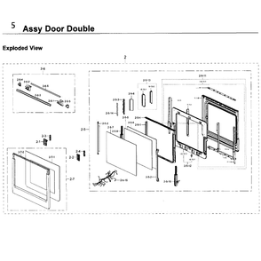 Door Double Diagram and Parts List for NV51K7770DG AA-0000 Samsung Wall Oven