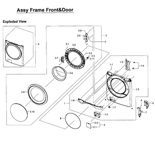 Front Assy Diagram and Parts List for WF457ARGSWR AA-0000 Samsung Washer