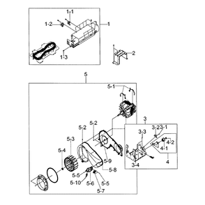 Motor Assembly Diagram and Parts List for DV206AES XAA-00 Samsung Dryer