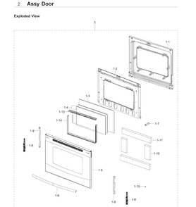 Door Diagram and Parts List for NE59J3420SS AA-0006 Samsung Range