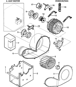Part Location Diagram of DC61-00301A Samsung SUPPORT-BRACKET MOTOR;DV