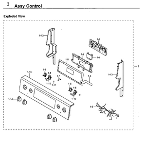 Control Diagram and Parts List for NE59M4320SS AA-0001 Samsung Microwave Oven Combo