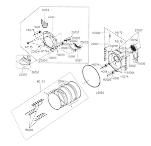 Drum Assy Diagram and Parts List for DV306LEW XAA Samsung Dryer