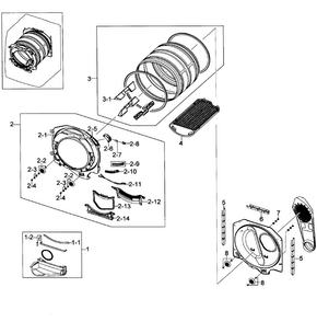 Drum Assy Diagram and Parts List for DV448AEE XAA-0002 Samsung Dryer