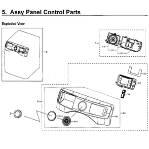 Control Panel Diagram and Parts List for WF45M5500AW A5-0000 Samsung Washer