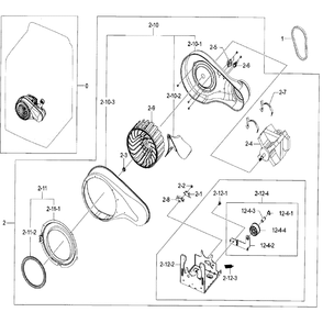 Motor / Duct Diagram and Parts List for DV48J7770EP A2-0000 Samsung Dryer