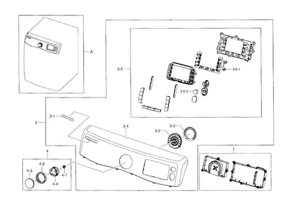 Control Panel Diagram and Parts List for DV511AGW XAA-0003 Samsung Dryer