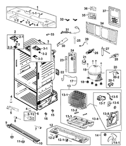 Cabinet Diagram and Parts List for RF263BEAESR AA-0000 Samsung Refrigerator