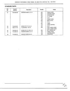 Complete Microwave Assembly Page 6 Diagram and Parts List for MW2170U XAA Samsung Microwave