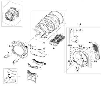 Drum Assy Diagram and Parts List for DV520AGP XAA-0004 Samsung Dryer