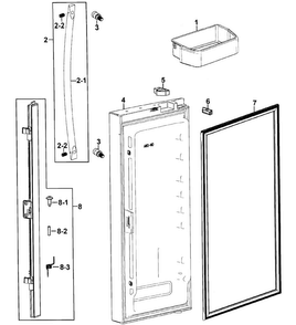 Left Door Diagram and Parts List for RFG293HAWP XAA-0000 Samsung Refrigerator