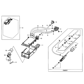 Drawer Housing Diagram and Parts List for WF511ABW XAA-03 Samsung Washer