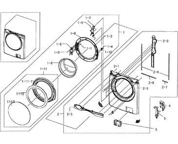 Front/door Assy Diagram and Parts List for WF331ANR XAA-0004 Samsung Washer