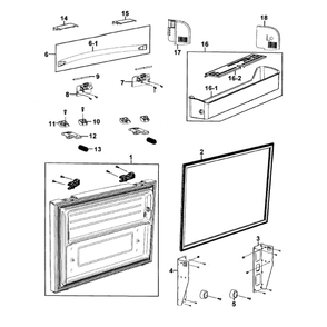 Freezer Door Diagram and Parts List for RF267HERS XAA-01 Samsung Refrigerator