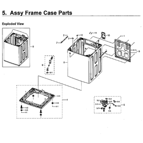 Frame Case Diagram and Parts List for WA52M7750AW A4-0000 Samsung Washer