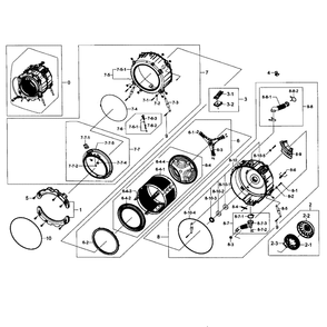 Tub Assembly Diagram and Parts List for WF395BTPAWR A1-01 Samsung Washer