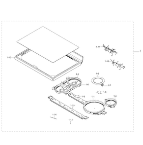 Cooktop Diagram and Parts List for NE59J7630SS AA-0002 Samsung Range