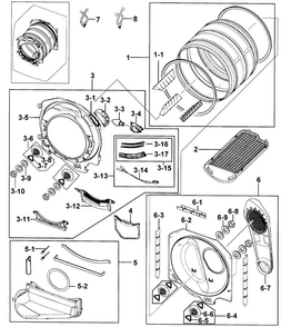 Drum Assy Diagram and Parts List for DV218AEW XAA-0000 Samsung Dryer