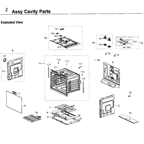Cavity Diagram and Parts List for NV51K6650DG AA-0000 Samsung Wall Oven