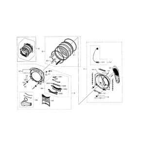 Drum Assembly Diagram and Parts List for DV42H5600EW A3-0000 Samsung Dryer