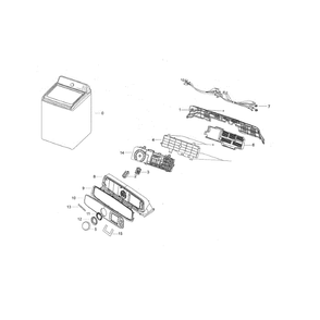 Control Panel Diagram and Parts List for WA50F9A7DSP A2-01 Samsung Washer