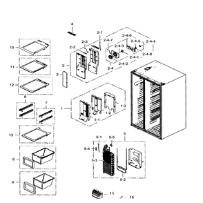 Freezer Diagram and Parts List for RS265TDRS XAA-01 Samsung Refrigerator