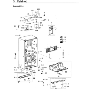 Cabinet Diagram and Parts List for RF28M9580SG AA-0000 Samsung Refrigerator