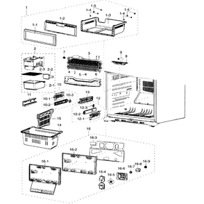 Freezer Diagram and Parts List for RF217ABRS XAA-0000 Samsung Refrigerator
