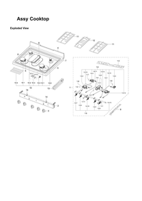 Cooktop Assembly Diagram and Parts List for NX58R4311SG AA-02 Samsung Range