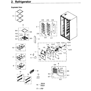 Refrigerator Diagram and Parts List for RS25H5121SR AA-01 Samsung Refrigerator