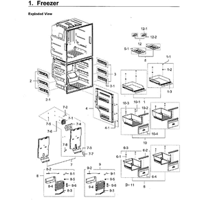 Freezer Diagram and Parts List for RF28K9580SR AA-02 Samsung Refrigerator