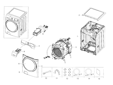 Main Assy Diagram and Parts List for WF42H5600AW A2-0000 Samsung Washer