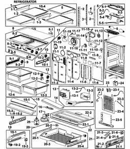 Refrigerator Diagram and Parts List for RF265AASH XAA-0000 Samsung Refrigerator