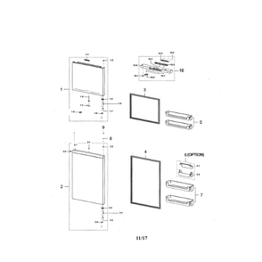 Door Compartment Diagram and Parts List for RT21M6213SR AA-01 Samsung Refrigerator