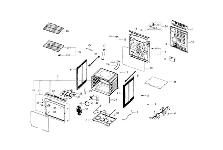 Main Assy Diagram and Parts List for NE595R0ABBB AA-0001 Samsung Range