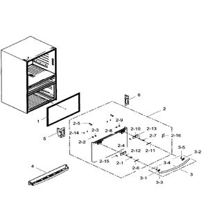 Freezer Door Diagram and Parts List for RF28HMEDBSR AA-0009 Samsung Refrigerator